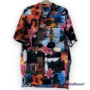 Bignd mens size large Hawaiian culture casual shirt luau dancing family leis